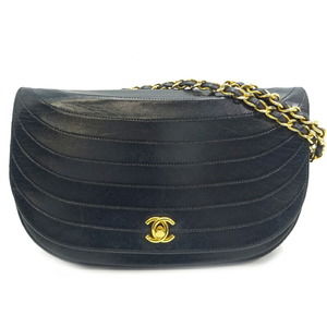 Chanel Half Moon Chain Lambskin Shoulder Bag Black